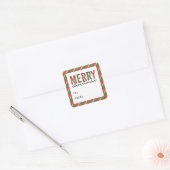 Moderne kerstluipaard afdrukken Rode groene strepe Vierkante Sticker (Envelop)