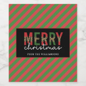 Moderne kerstluipaard afdrukken Rode groene strepe Wijn Etiket (Enkel label)