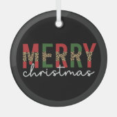 Moderne kerstluipaard printtypografie glas ornament (Voorkant)