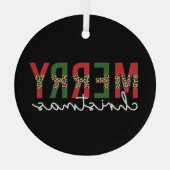 Moderne kerstluipaard printtypografie glas ornament (Achterkant)