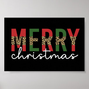 Moderne kerstluipaard printtypografie poster