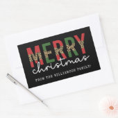 Moderne kerstluipaard printtypografie rechthoekige sticker (Envelop)