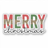 Moderne kerstluipaard printtypografie sticker (Voorkant)