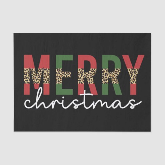 Moderne kerstluipaard printtypografie tissuepapier (Voorkant)