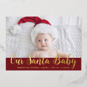 Moderne Kerstman Baby Geboorteaankondiging Folie Uitnodiging (Voorkant)