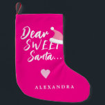 Moderne kerstman, beste jouw naam roze kleine kerstsok<br><div class="desc">Moderne trendy casual typografie,  dierbaar zoete kerstman met een hart en kerstman die een kerstvakantie grappige,  roze kousen maken.            Personaliseer het met jouw naam!</div>