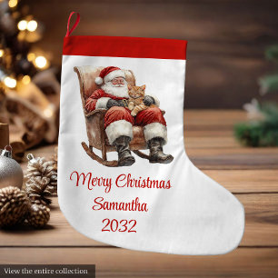 Moderne Kerstman Eenvoudig Script Lettertype Kous Grote Kerstsok