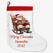 Moderne Kerstman Eenvoudig Script Lettertype Kous Grote Kerstsok (Voorkant)