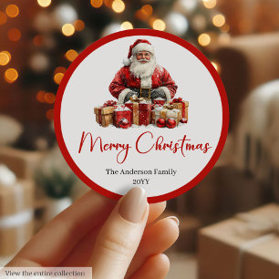 Moderne Kerstman Eenvoudige Festieve Cadeau Sticke Ronde Sticker