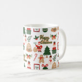 Moderne Kerstman en Gemberkoek Patroon Koffiemok (Voorkant rechts)