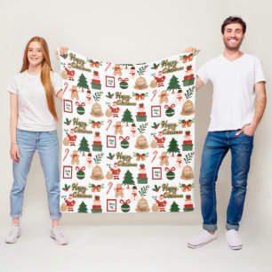 Moderne Kerstman en Ontbijtkoek Patroon Fleece Deken