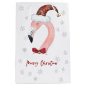 Moderne Kerstman Flamingo Sneeuwvlok Kerstmis Medium Cadeauzakje (Voorkant)