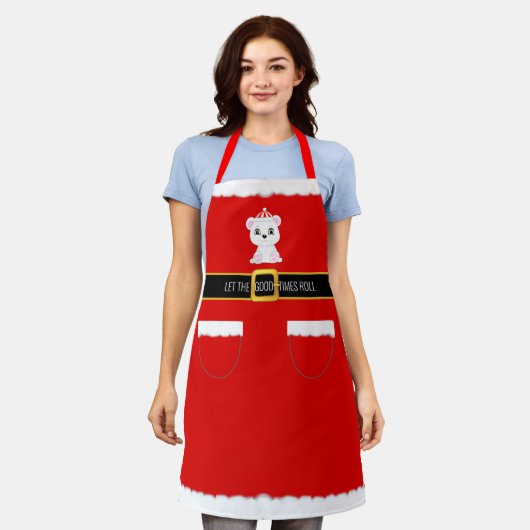 Moderne Kerstman & ijsbeer Schort (Gedragen)