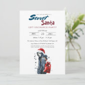 Moderne Kerstman in vermomming I Secret Santa Part Kaart (Staand voorkant)