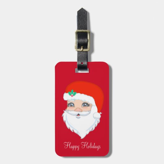 Moderne Kerstman op Rood Bagagelabel (Voorkant verticaal)