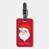 Moderne Kerstman Sinterklaas op rood Bagagelabel (Voorkant verticaal)