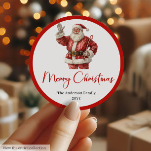 Moderne Kerstman Vakantie Label Sticker Ontwerp