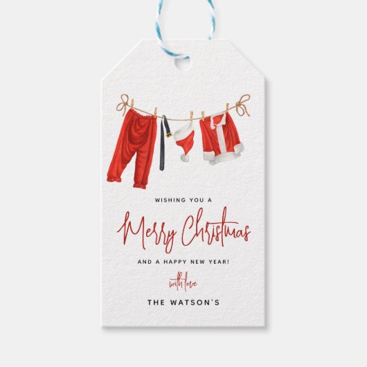 Moderne Kerstman Vrolijk Kerstfeest Cadeaulabel (Voorkant)