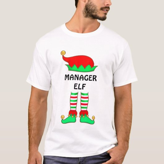 Moderne kerstmanager Elf T-Shirt (Voorkant)