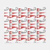 Moderne Kerstmannen Dwergen Rood Grijs Patroon Fleece Deken (Voorkant (Horizontaal))