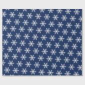 Moderne kerstmarineblauw en witte sneeuwvlokken cadeaupapier (Vlak)