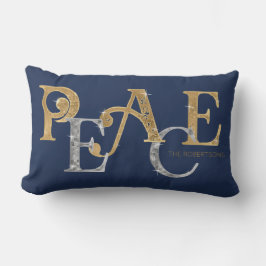 Moderne kerstmarinemacht (Blue Gold Silver Name) Kussen