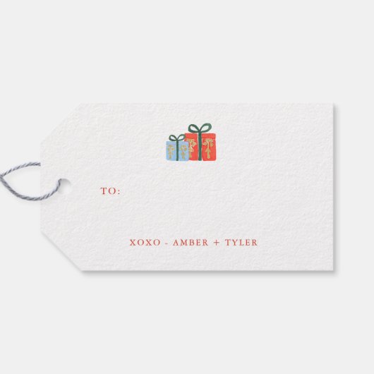 Moderne kerstminimalistische kerstcadeaulabels cadeaulabel (Achterkant Horizontaal)