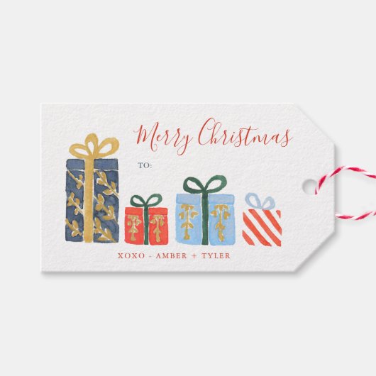 Moderne kerstminimalistische labels cadeaulabel (Voorkant (Horizontaal))