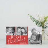 Moderne kerstmis 3 foto kan rood veranderen feestdagenkaart (Staand voorkant)