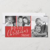 Moderne kerstmis 3 foto kan rood veranderen feestdagenkaart (Voorkant)