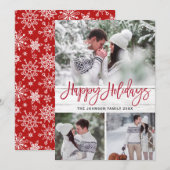 Moderne Kerstmis 3 FOTO Rustic Wood Greeting Feestdagenkaart (Voorkant / Achterkant)