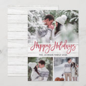 Moderne Kerstmis 3 FOTO Rustic Wood Greeting Feestdagenkaart (Voorkant / Achterkant)