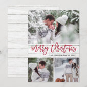 Moderne Kerstmis 3 FOTO Rustic Wood Greeting Feestdagenkaart (Voorkant / Achterkant)