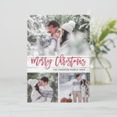 Moderne Kerstmis 3 FOTO Rustic Wood Greeting Feestdagenkaart (Staand voorkant)