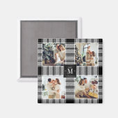 Moderne Kerstmis 4 Foto Collage Zwart & Wit Magneet (Voorkant / Achterkant)