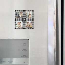 Moderne Kerstmis 4 Foto Collage Zwart & Wit Magneet