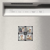 Moderne Kerstmis 4 Foto Collage Zwart & Wit Magneet (Insitu (Vaatwasser))