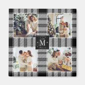 Moderne Kerstmis 4 Foto Collage Zwart & Wit Magneet (Voorkant)