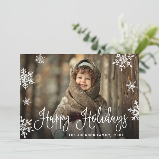 Moderne kerstmis 4 FOTO-groet Feestdagenkaart (Staand voorkant)