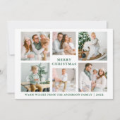 Moderne kerstmis 6 Foto Green Holiday Card Feestdagenkaart (Voorkant)