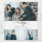 Moderne Kerstmis Aangepaste Foto Minimaal Wijn Etiket (Enkel label)
