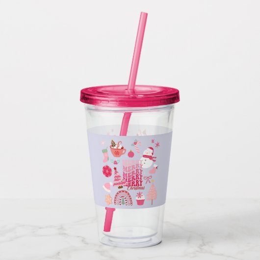 Moderne Kerstmis Acryl Drinkbeker (Achterkant)