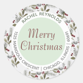 Moderne Kerstmis Adres Envelop Seal (20) Ronde Sticker