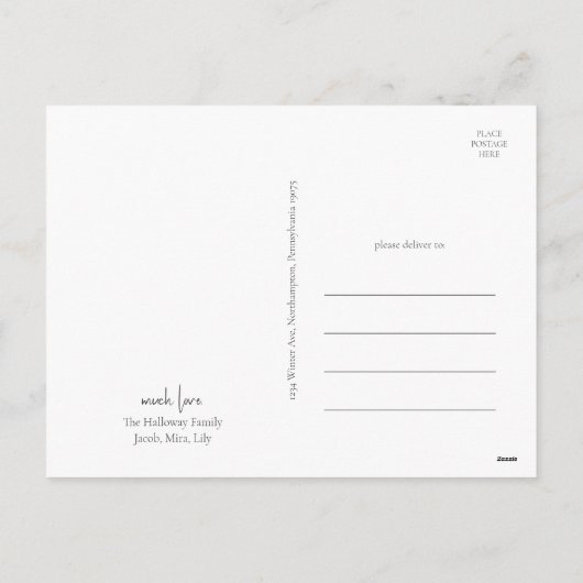 Moderne Kerstmis | Blauw drie-foto Feestdagenkaart (Achterkant)