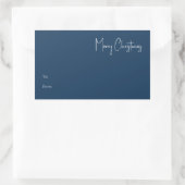 Moderne Kerstmis | Blauw groot rechthoekig cadeaul Rechthoekige Sticker (Tas)