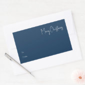 Moderne Kerstmis | Blauw groot rechthoekig cadeaul Rechthoekige Sticker (Envelop)