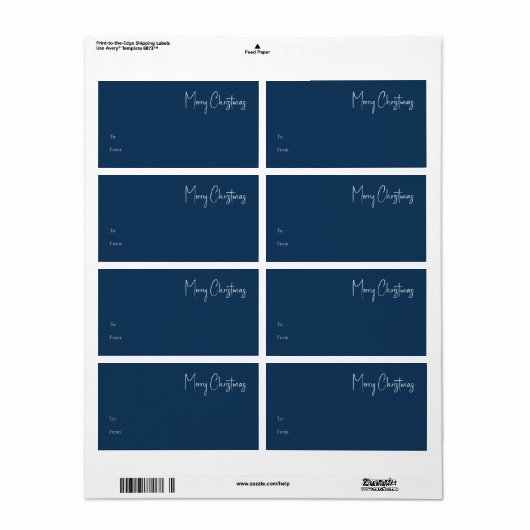Moderne Kerstmis | Blauw rechthoekig cadeaulabel Etiket (Full Sheet)