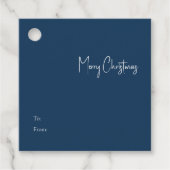 Moderne Kerstmis | Blauw vierkant naar Label met c (Voorkant)