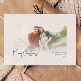 Moderne Kerstmis | Blauwe foto Feestdagenkaart