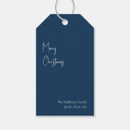 Moderne Kerstmis | Blauwe Labels Cadeaulabel
